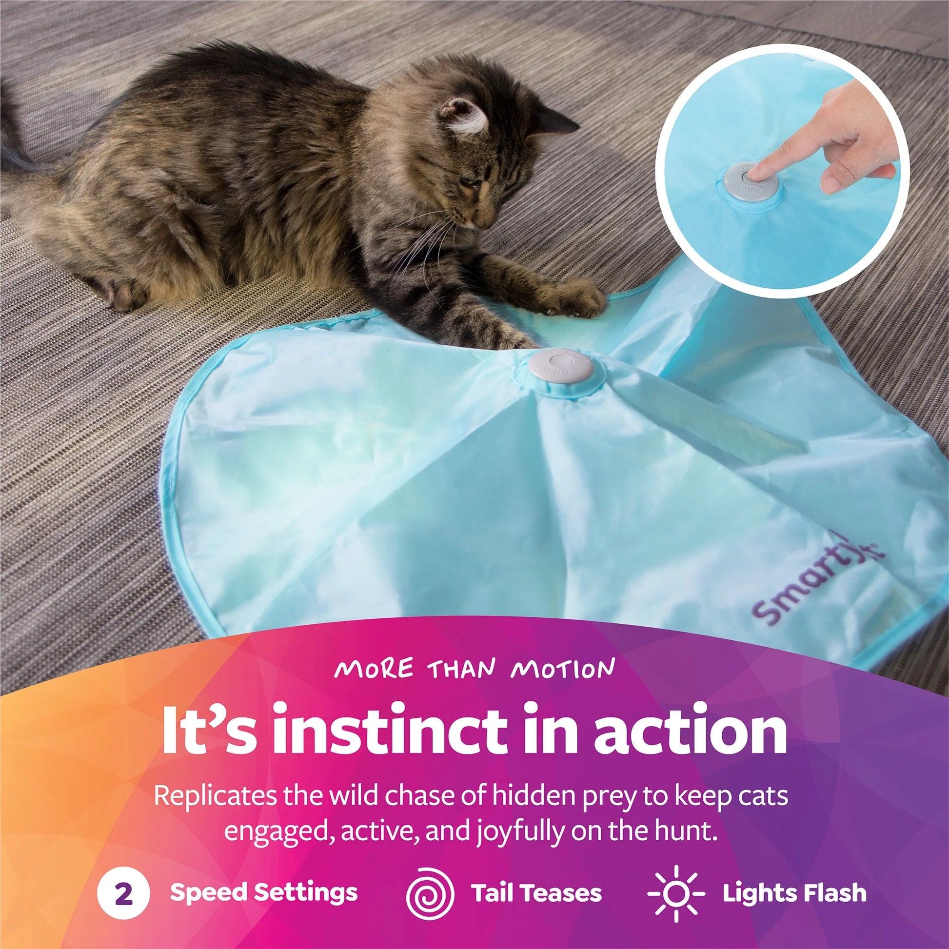 Hot Pursuit Electronic Concealed Motion & Light Cat Toy with Faux Fur Wand