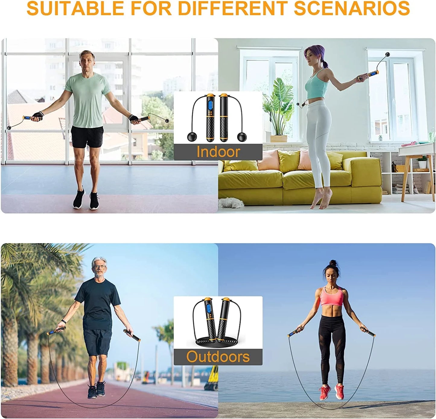 Smart Jump Rope – Count, Track, Burn | Adjustable Fitness Rope for Men, Women & Kids