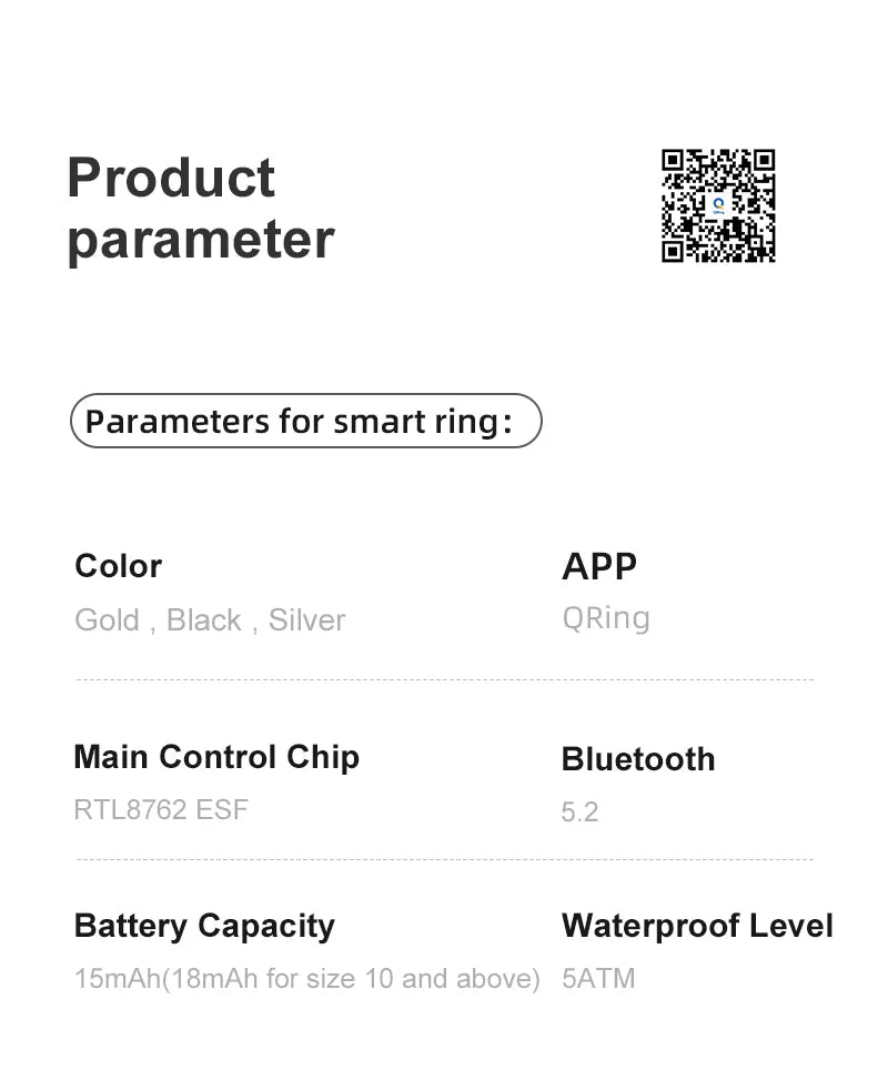 New Smart Ring R09 Health Monitor Multi Sport Mode Skin Temperature Measurement 5ATM Waterproof Smart Ring with Charging Case