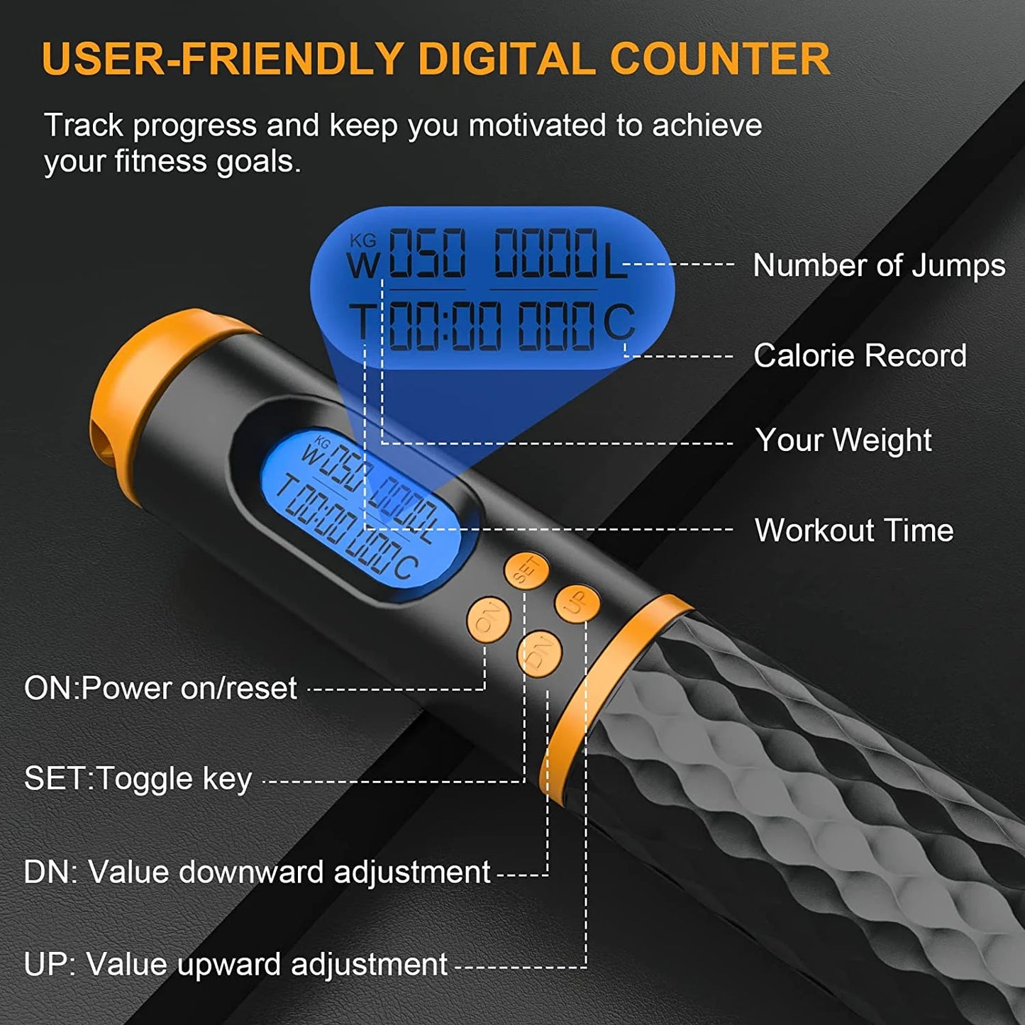 Smart Jump Rope – Count, Track, Burn | Adjustable Fitness Rope for Men, Women & Kids